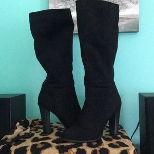 Black chunky heel boots - worn condition